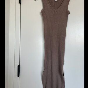 Magaschoni Taupe Ribbed Bodycon Maxi Dress Size Medium